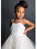 Sweetheart Neck Ivory Lace Tulle Long Flower Girl Dress